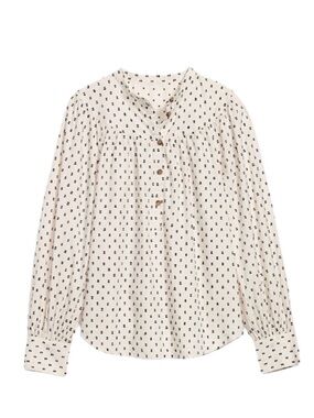 🐑Embroidered Clip Dot Bishop Sleeve Tunic, Size Medium